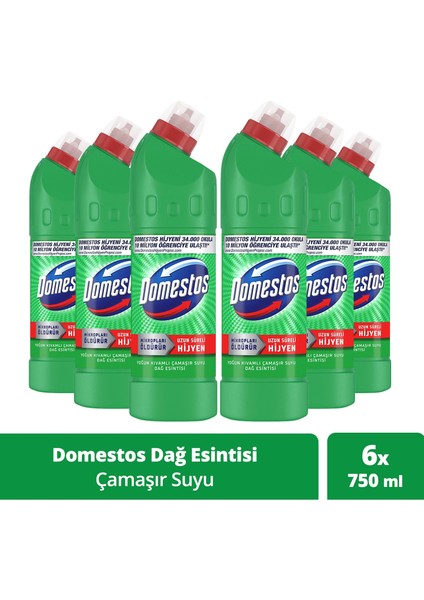 Yoğun Kıvamlı Çamaşır Suyu Maksimum Hijyen Dağ Esintisi 750 ml x 6 Adet