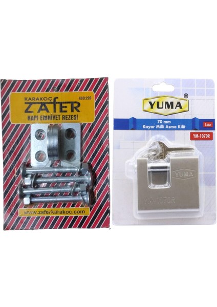 Kapı Emniyet Rezesi Kilit Aparatı K220 ve Yuma Asma Kilit 70 mm
