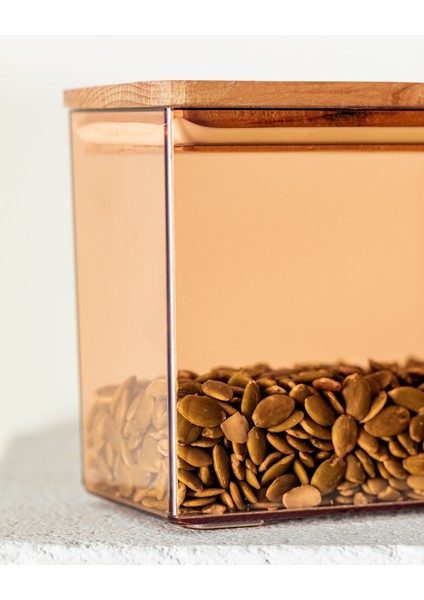 Lucille Ahşap Kapaklı Saklama Kabı -1200 ml