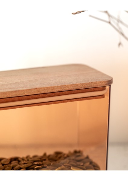 Lucille Ahşap Kapaklı Saklama Kabı -1200 ml