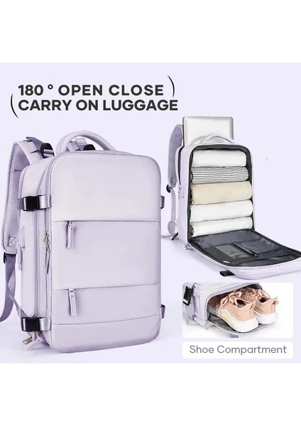 Açık Mavi Seyahat Sırt Çantası Kadın Büyük Kapasiteli Su Geçirmez Anti-Hırsızlık Rahat Sırt Çantası Bagaj Askısı ve USB Şarj Portu ile Sırt Çantaları (Yurt Dışından) fiyatları