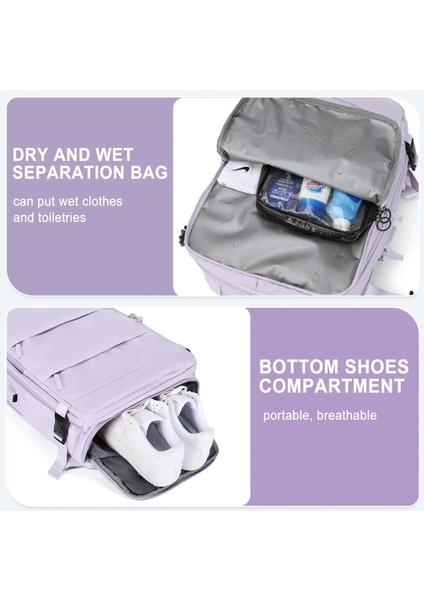 Açık Mavi Seyahat Sırt Çantası Kadın Büyük Kapasiteli Su Geçirmez Anti-Hırsızlık Rahat Sırt Çantası Bagaj Askısı ve USB Şarj Portu ile Sırt Çantaları (Yurt Dışından) modelleri