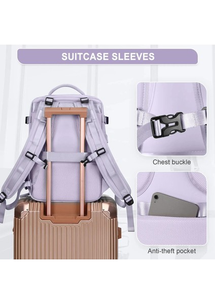 Açık Mavi Seyahat Sırt Çantası Kadın Büyük Kapasiteli Su Geçirmez Anti-Hırsızlık Rahat Sırt Çantası Bagaj Askısı ve USB Şarj Portu ile Sırt Çantaları (Yurt Dışından) fırsatları