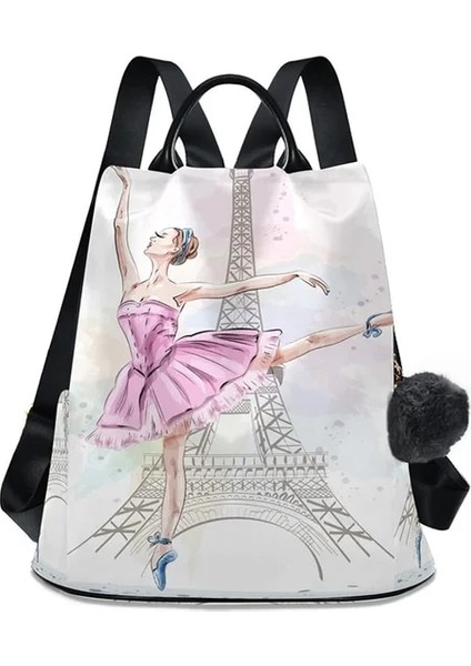 04 Su Geçirmez Anti Hırsızlık Polyester Sırt Çantası Kadın Eyfel Kulesi ile Zarif Kadın Okul Çantası Sırt Çantaları Genç Kızlar Gençler Için (Yurt Dışından)