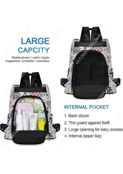 04 Su Geçirmez Anti Hırsızlık Polyester Sırt Çantası Kadın Eyfel Kulesi ile Zarif Kadın Okul Çantası Sırt Çantaları Genç Kızlar Gençler Için (Yurt Dışından) indirimleri