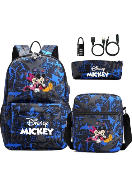04 44CMX27CMX13CM Yeni Mickey Minnie Mouse 3 Adet USB Anti-Hırsızlık Kilidi Erkek Kız Çocuklar Okul Kitap Çantaları Seyahat Sırt Çantası Omuz Çantası Kalem Çantası (Yurt Dışından) modelleri