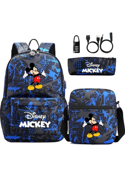 04 44CMX27CMX13CM Yeni Mickey Minnie Mouse 3 Adet USB Anti-Hırsızlık Kilidi Erkek Kız Çocuklar Okul Kitap Çantaları Seyahat Sırt Çantası Omuz Çantası Kalem Çantası (Yurt Dışından) fırsatları