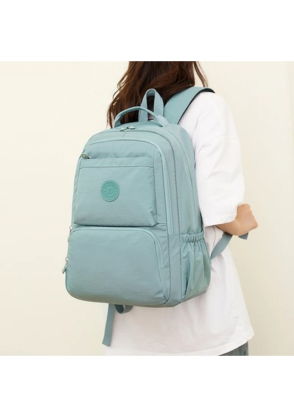 Derin Mavi L34CMH46CMW18CM 2023 Yeni Sevimli Naylon Kadın Günlük Alışveriş Çok Cep Sırt Çantaları Su Geçirmez Anti-Hırsızlık Basit Kolej Çantası Gençlik Kız Sırt Çantaları (Yurt Dışından) modelleri