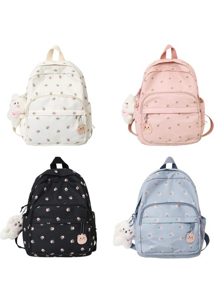 Mavi Küçük Naylon Kadın Sırt Çantaları Rahat Hafif Sırt Çantası Anti-Hırsızlık Sırt Çantası Peluş Ayı Charm Kızlar Için (Yurt Dışından) fiyatları