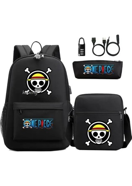 Resim Rengi 16 Inç Sıcak Tek Parça Luffy Okul Çantası Su Geçirmez Seyahat USB Anti Hırsızlık Sırt Çantası Kadın Erkek Dizüstü Seyahat Çantası Açık Spor Mochilas (Yurt Dışından)