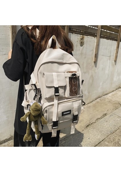 Mavi Kolye ile Serin Siyah Naylon Sırt Çantası Rahat Bayan Seyahat Sırt Çantaları Kadın Anti Hırsızlık Sırt Çantası Kadın Okul Sırt Çantası Kore Sırt Çantası Mochila (Yurt Dışından) modelleri