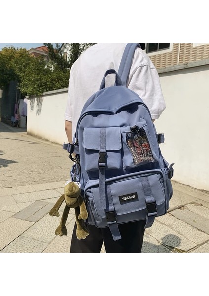 Mavi Kolye ile Serin Siyah Naylon Sırt Çantası Rahat Bayan Seyahat Sırt Çantaları Kadın Anti Hırsızlık Sırt Çantası Kadın Okul Sırt Çantası Kore Sırt Çantası Mochila (Yurt Dışından) fırsatları