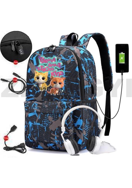 882-GXBU-H2 Karikatür Superkitties Sevimli Sırt Çantası Kolej Dizüstü Bilgisayar USB Şarj Çantaları Açık Seyahat Spor Mochila Vintage Anti-Hırsızlık Sırt Çantaları (Yurt Dışından) fırsatları