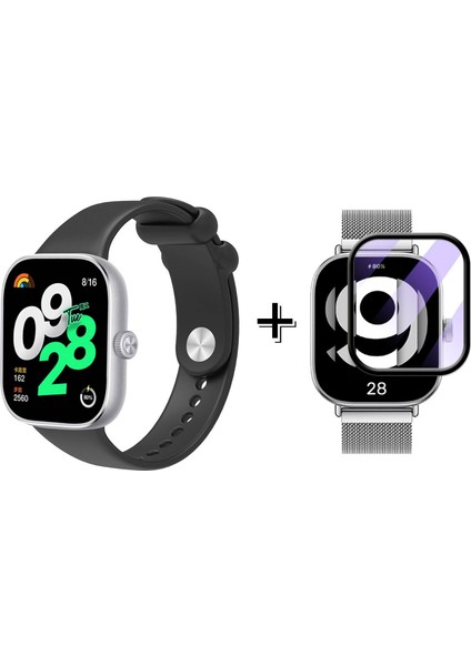 Xiaomi Redmi Watch 4 ile Uyumlu Silikon Kordon Kayış + Ekran Koruma Filmi - FC395
