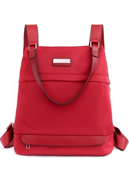 Kırmızı Moda Anti-Hırsızlık Tasarım Kadın Sırt Çantaları Yüksek Kaliteli Su Geçirmez Naylon Bayan Sırt Çantaları Büyük Kapasiteli Okul Çantası Kadın (Yurt Dışından)