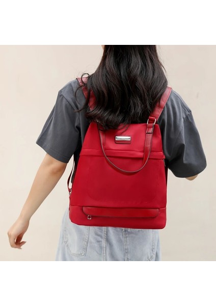 Kırmızı Moda Anti-Hırsızlık Tasarım Kadın Sırt Çantaları Yüksek Kaliteli Su Geçirmez Naylon Bayan Sırt Çantaları Büyük Kapasiteli Okul Çantası Kadın (Yurt Dışından) indirimleri