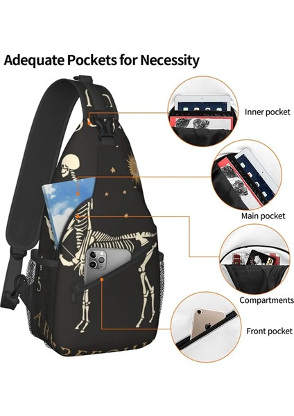 Stil 7 39X19X9CM Erkek Moda Spor Çantaları Anti-Hırsızlık Ruh Kurulu Ouija Iskeletler ile Crossbody Omuz Sırt Çantası Çok Amaçlı Sling Sırt Çantası (Yurt Dışından) fırsatları