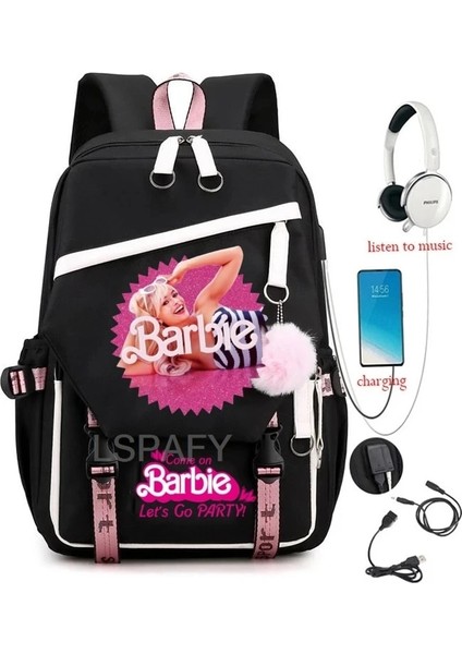 06 18 Inç Barbie Film Öğrenci Okul Sırt Çantası USB Şarj Okul Çantası Genç Kız Erkek Anti-Hırsızlık Çocuk Sırt Çantası (Yurt Dışından) modelleri