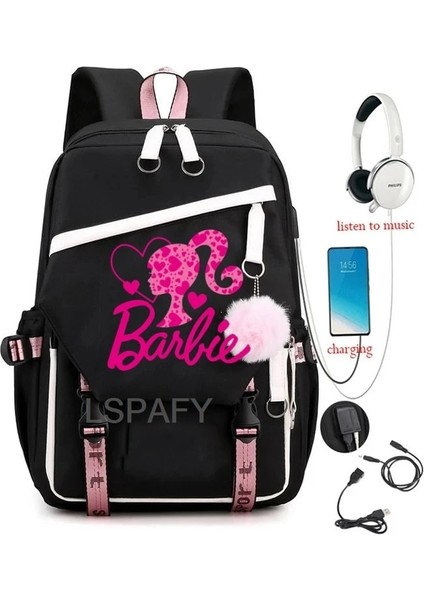 06 18 Inç Barbie Film Öğrenci Okul Sırt Çantası USB Şarj Okul Çantası Genç Kız Erkek Anti-Hırsızlık Çocuk Sırt Çantası (Yurt Dışından) indirimleri