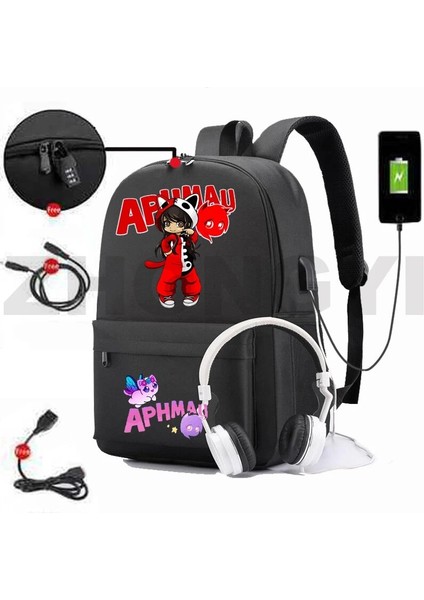 882-GXBU-H9 Popüler Kız Anime Harajuku Aphmau Oyun Sırt Çantası Öğrenci Anti Hırsızlık USB Şarj Kanvas Gizli Sakli Konusmalar Genç Hip Hop Kişiselleştirme Çantası (Yurt Dışından)