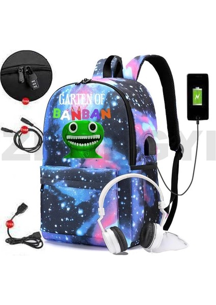 882-GXBU-H3 Banban Of Komik Oyun Garten 2 USB Şarj Anti Hırsızlık Sırt Çantaları Erkekler Açık Spor Seyahat Okul Çantaları Büyük Kapasiteli Iş Çantası (Yurt Dışından)