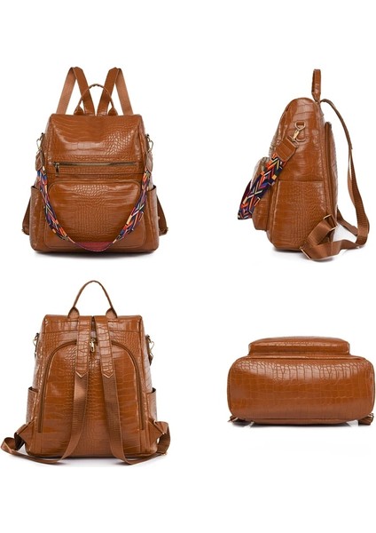 Kahverengi Moda Timsah Kadın Sırt Çantaları Tasarım Omuz Çantası Veya Sırt Çantası Kadın Yumuşak Okul Çantası Kadın Anti-Hırsızlık Sırt Çantası 2022 Dönüştürmek (Yurt Dışından) indirimleri