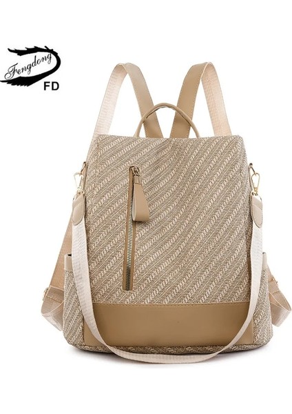 Haki Fengdong Moda Anti-Hırsızlık Sırt Çantası Kadınlar Için Seyahat Omuz Çantası Kadın Rahat Sırt Çantası Ipad Vintage Sırt Çantası Kızlar Için (Yurt Dışından) modelleri