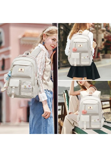 Bej 15.6 Inç Dizüstü Sırt Çantaları Okul Çantası Kolej Sırt Çantası Anti Hırsızlık Seyahat Sırt Çantası Gençler Kızlar Için Büyük Okul Çantaları Kadın Öğrenciler (Yurt Dışından) fiyatları