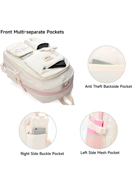 Bej 15.6 Inç Dizüstü Sırt Çantaları Okul Çantası Kolej Sırt Çantası Anti Hırsızlık Seyahat Sırt Çantası Gençler Kızlar Için Büyük Okul Çantaları Kadın Öğrenciler (Yurt Dışından) fırsatları