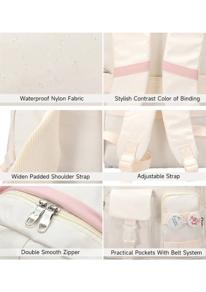 Bej 15.6 Inç Dizüstü Sırt Çantaları Okul Çantası Kolej Sırt Çantası Anti Hırsızlık Seyahat Sırt Çantası Gençler Kızlar Için Büyük Okul Çantaları Kadın Öğrenciler (Yurt Dışından) indirimleri