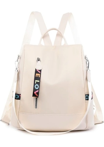 Beyaz Moda Yüksek Kaliteli Oxford Sırt Çantası Anti-Hırsızlık Kadın Omuz Çantası Büyük Kapasiteli Okul Çantası Rahat Su Geçirmez Seyahat Sırt Çantası (Yurt Dışından)