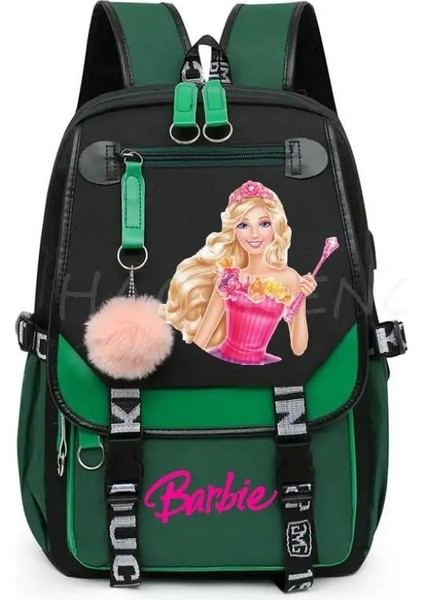 Resim Rengi 17 Inç 46X29X16 cm 17 Inç Barbie Film Öğrenci Okul Sırt Çantası USB Şarj Okul Çantası Genç Kız Erkek Anti-Hırsızlık Çocuk Sırt Çantası (Yurt Dışından) fırsatları