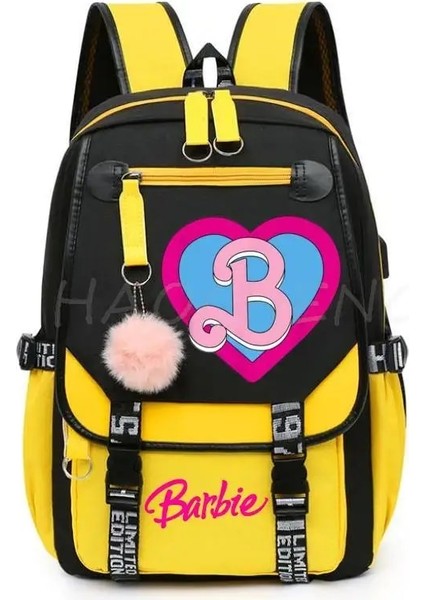 Resim Rengi 17 Inç 46X29X16 cm 17 Inç Barbie Film Öğrenci Okul Sırt Çantası USB Şarj Okul Çantası Genç Kız Erkek Anti-Hırsızlık Çocuk Sırt Çantası (Yurt Dışından) indirimleri