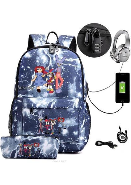Resim Rengi 16 Inç Moda Sırt Çantaları Amazing Digital Circus 2 Adet Anti-Hırsızlık Öğrencileri Okul Çantaları Erkek Kız Sırt Çantası Kadın Erkek Mochila Escolar (Yurt Dışından)