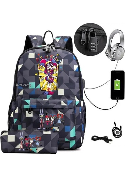 Resim Rengi 16 Inç Moda Sırt Çantaları Amazing Digital Circus 2 Adet Anti-Hırsızlık Öğrencileri Okul Çantaları Erkek Kız Sırt Çantası Kadın Erkek Mochila Escolar (Yurt Dışından) fiyatları
