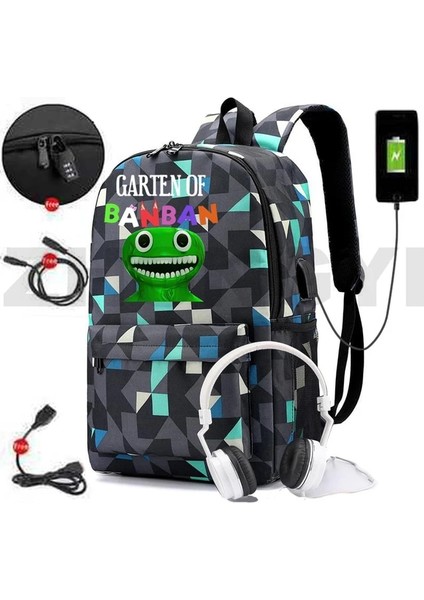 882-BUGD-H3 Banban Of Komik Oyun Garten 2 USB Şarj Anti Hırsızlık Sırt Çantaları Erkekler Açık Spor Seyahat Okul Çantaları Büyük Kapasiteli Iş Çantası (Yurt Dışından)