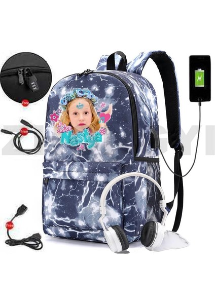 Bugd-Hyqnastya2 Rusya Gibi Nastya Sırt Çantası Kadın USB Şarjı Anti-Hırsızlık Sevimli Anime Nastya Gibi Bookbag Fermuar Okul Çantaları Genç Kızlar Için (Yurt Dışından) fiyatları