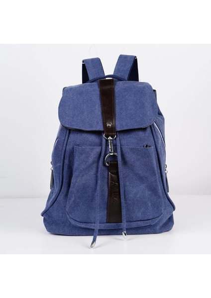 Koyu Mavi 33X15X27 cm Scione Kadın Kanvas Sırt Çantası Retro Rahat Kemer Tokası Tasarım Okul Çantası Anti-Hırsızlık Seyahat Vintage Basit Kamp Çantaları Kadın (Yurt Dışından) modelleri
