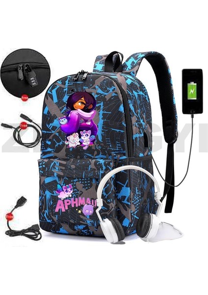 882-CF-H15 Yeni Kız Karikatür Baskı Aphmau USB Şarj Sırt Çantası Anti Hırsızlık Okul Sırt Çantası Üniversite Öğrencileri Dizüstü Kentsel Kanvas Çantalar (Yurt Dışından) indirimleri
