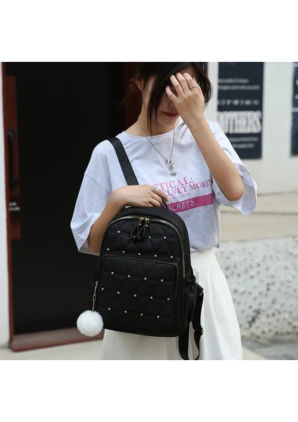 Siyah Stil 2 Moda Perçin Tasarımcı Sırt Çantaları Kadın Çok Fonksiyonlu Anti-Hırsızlık Omuz Çantası Genç Kız Küçük Okul Çantaları Mochila 2023 Yeni (Yurt Dışından) indirimleri