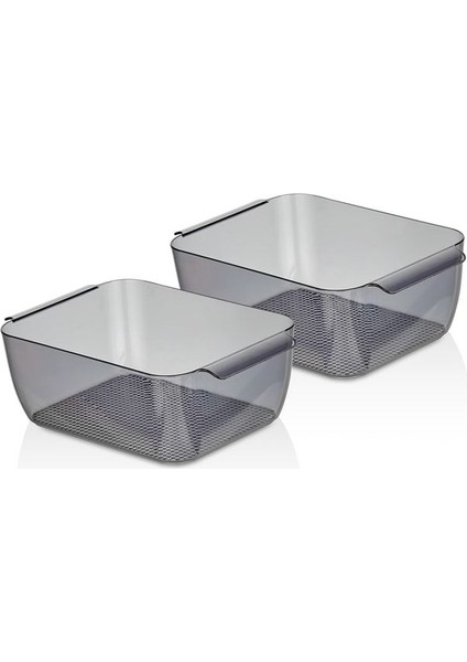 Buzdolabı Içi Meyve, Sebze Sepeti, Düzenleyici, Organizer 18 cm x 23 cm Füme (2 Adet)