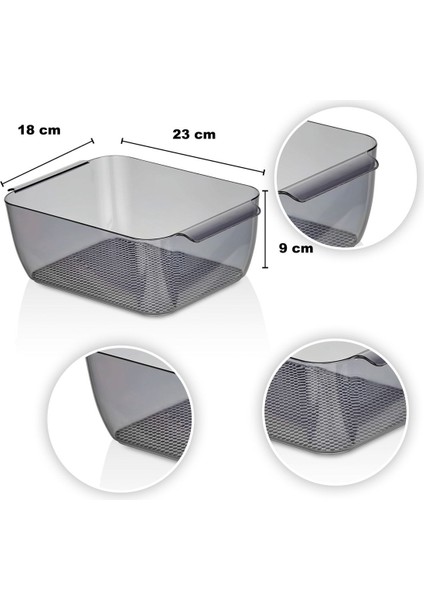 Buzdolabı Içi Meyve, Sebze Sepeti, Düzenleyici, Organizer 18 cm x 23 cm Füme (2 Adet) fiyatları