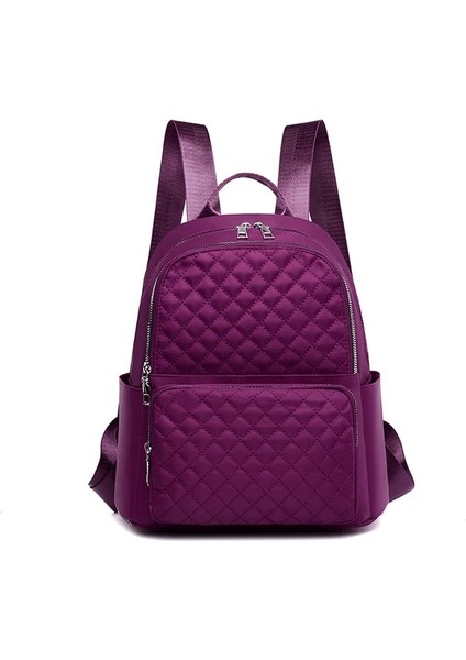 Mor Lüks Tasarımcı Anti Hırsızlık Kadın Sırt Çantası Yüksek Kaliteli Dayanıklı Naylon Okul Omuz Çantası Moda Rahat Kızlar Seyahat Sırt Çantası (Yurt Dışından)