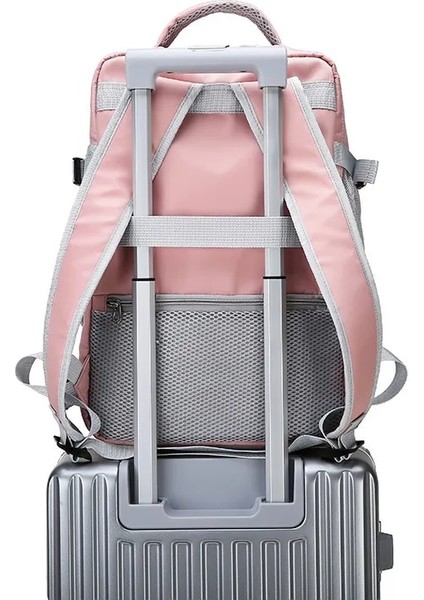 A10 Pembe Kadın Seyahat Sırt Çantası Su Kovucu Anti-Hırsızlık Şık Rahat Sırt Çantası Bagaj Askısı ile USB Şarj Portu Sırt Çantası (Yurt Dışından) fiyatları