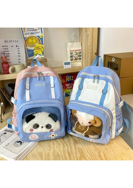 Mavi Beyaz Çanta Sadece 42X32X12CM Dikiş Rengi Şeffaf Ön Cep Sırt Çantası Su Geçirmez Yan Ayarlanabilir Anti-Hırsızlık Tokası Okul Çantası Sevimli Karikatür Ağrı Çantası (Yurt Dışından) fiyatları