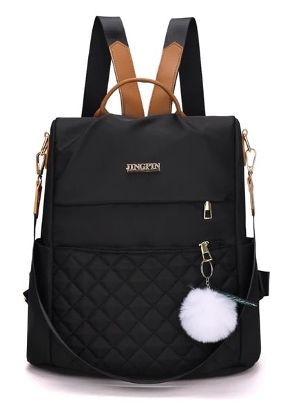 Siyah 31CM 12CM 33CM Düz Renk Kadınlar Yüksek Kaliteli Su Geçirmez Oxford Kumaş Sırt Çantası 2023 Yeni Tasarımcı Geniş Omuz Askısı Anti Hırsızlık Seyahat Sırt Çantası (Yurt Dışından)