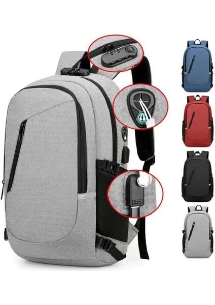 Gri Sırt Çantası Anti-Hırsızlık Şifre Kilidi Oxford Erkek ve Kadın Unisex Iş Dizüstü Bilgisayarı Seyahat Eğlence Moda Taşınabilir (Yurt Dışından) fiyatları