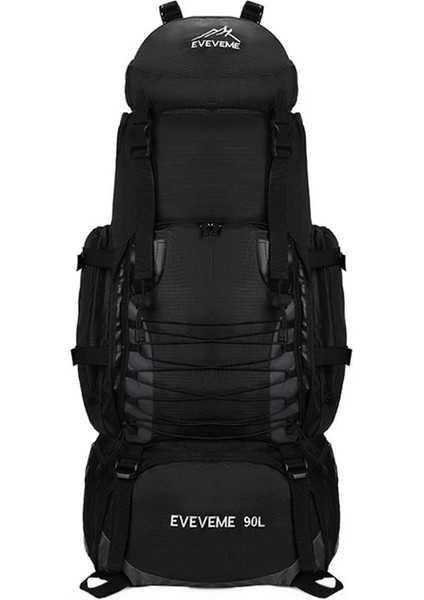 Siyah 90L Ordu Yürüyüş Çantası Anti Hırsızlık Toka Avcılık Sırt Çantası Yağmur Kapağı Üst Kanca Ayarlanabilir Omuz Askısı Kamp Essentials Çantası (Yurt Dışından)