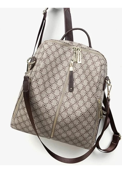 Gri Chikage Çok Fonksiyonlu Anti-Hırsızlık Kadın Sırt Çantası Kore Versiyonu Baskılı Sırt Çantası Basit Eğlence Büyük Kapasiteli Seyahat Çantası (Yurt Dışından) modelleri