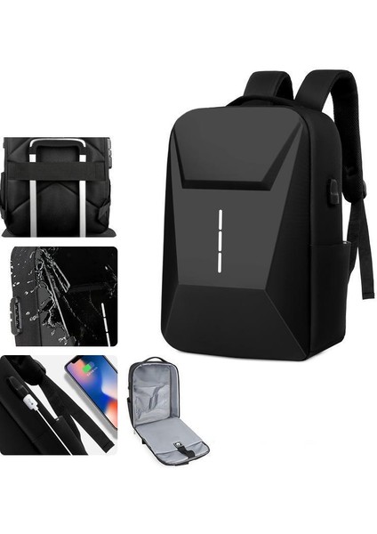 Blue2 Hardshell Büyük Kapasiteli Erkek Sırt Çantası Rahat Hafif Şifre Kilidi Su Geçirmez Seyahat Çantası 15.6 Inç Anti-Hırsızlık Laptop Çantası (Yurt Dışından) fiyatları